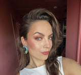 Ovale  Terre Bleue- Green Earrings