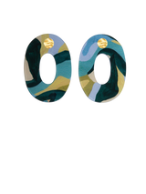 Ovale  Terre Bleue- Green Earrings